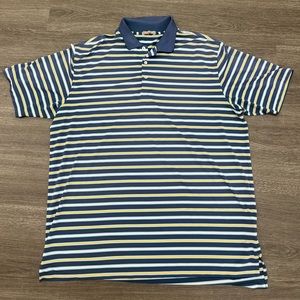 XL Peter Millar Navy Blue, White and Orange Polo